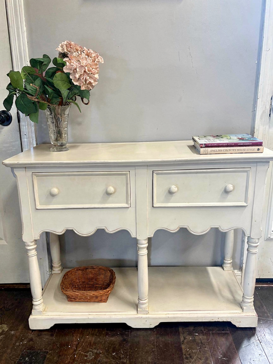 Ivory Two Drawer Vintage Console / Dresser Base Heavy Quality Piece Delivery UK