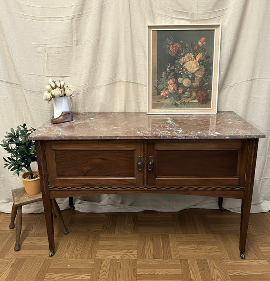 Beautiful Victorian Mahogany Marble Topped Washstand - table console