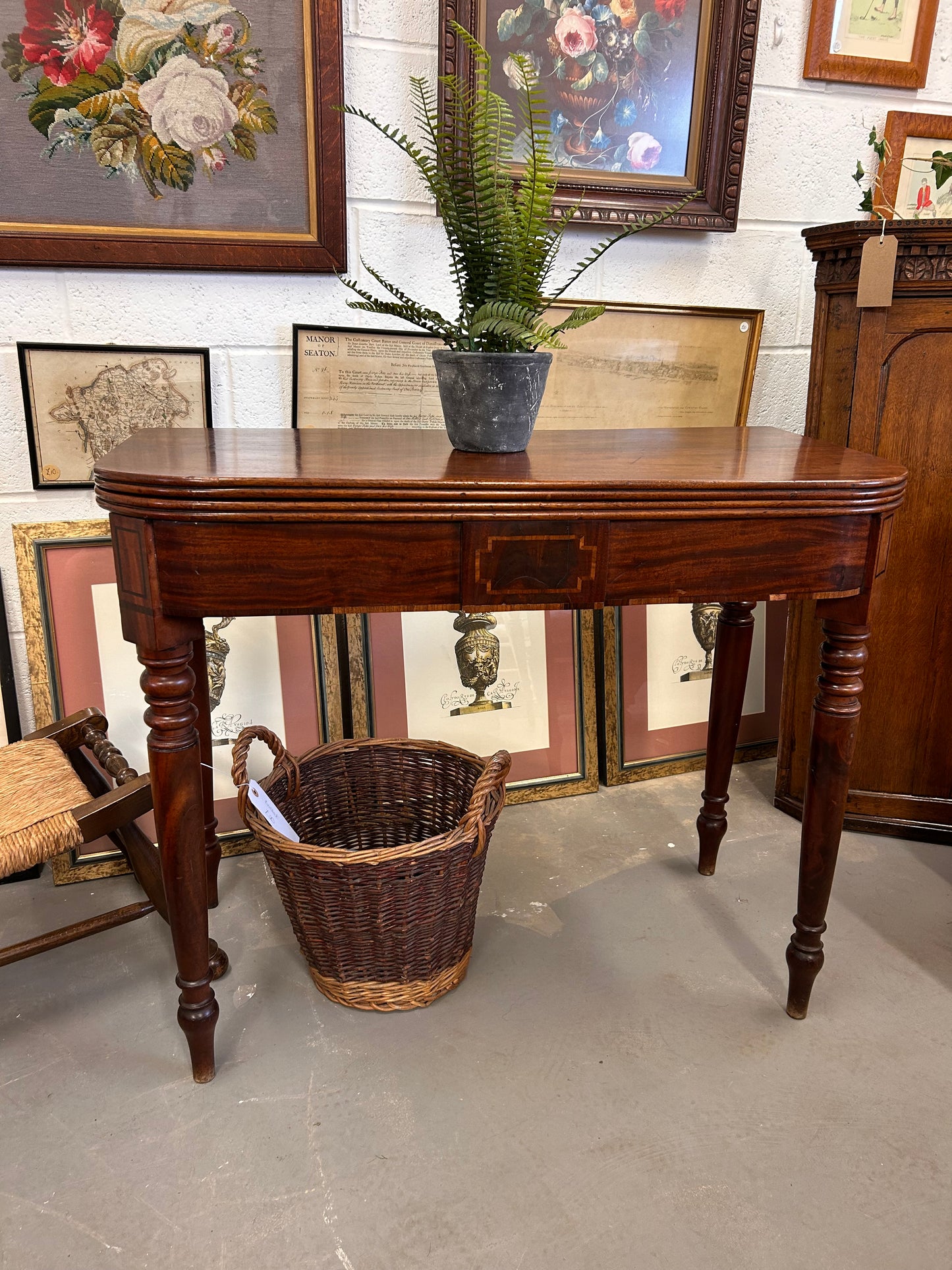 19th Century Inlaid Mahogany Fold out tea table lovely item