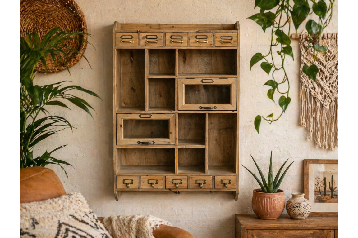 Rustic Country Farmhouse Style Wall Storage Pigeonhole Unit