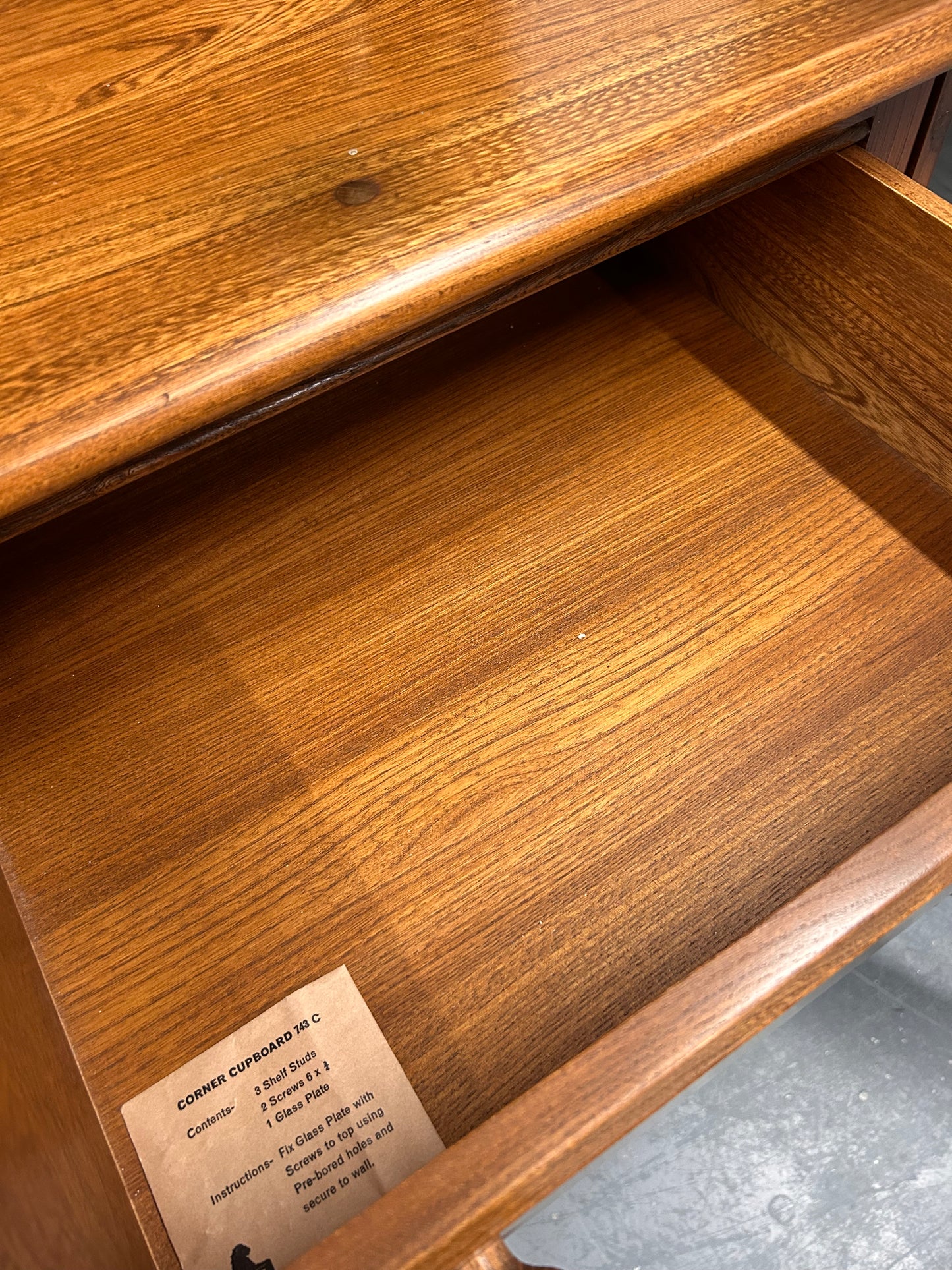 A vintage ERCOL Teak dresser two drawers cupboards plate rack kitchen storage