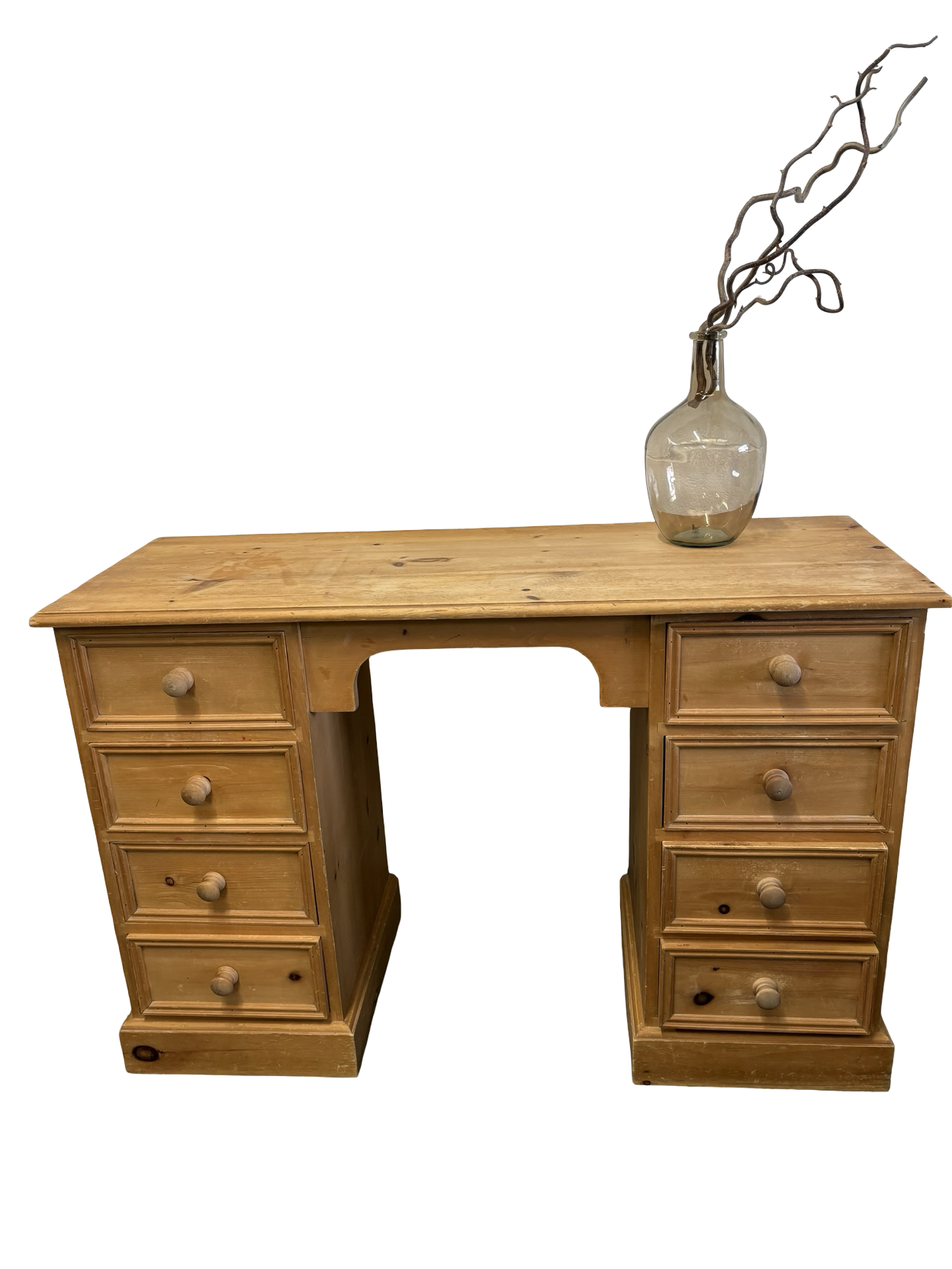 Quality Vintage pine desk dressing table with 8 Drawers Country Farmhouse style
