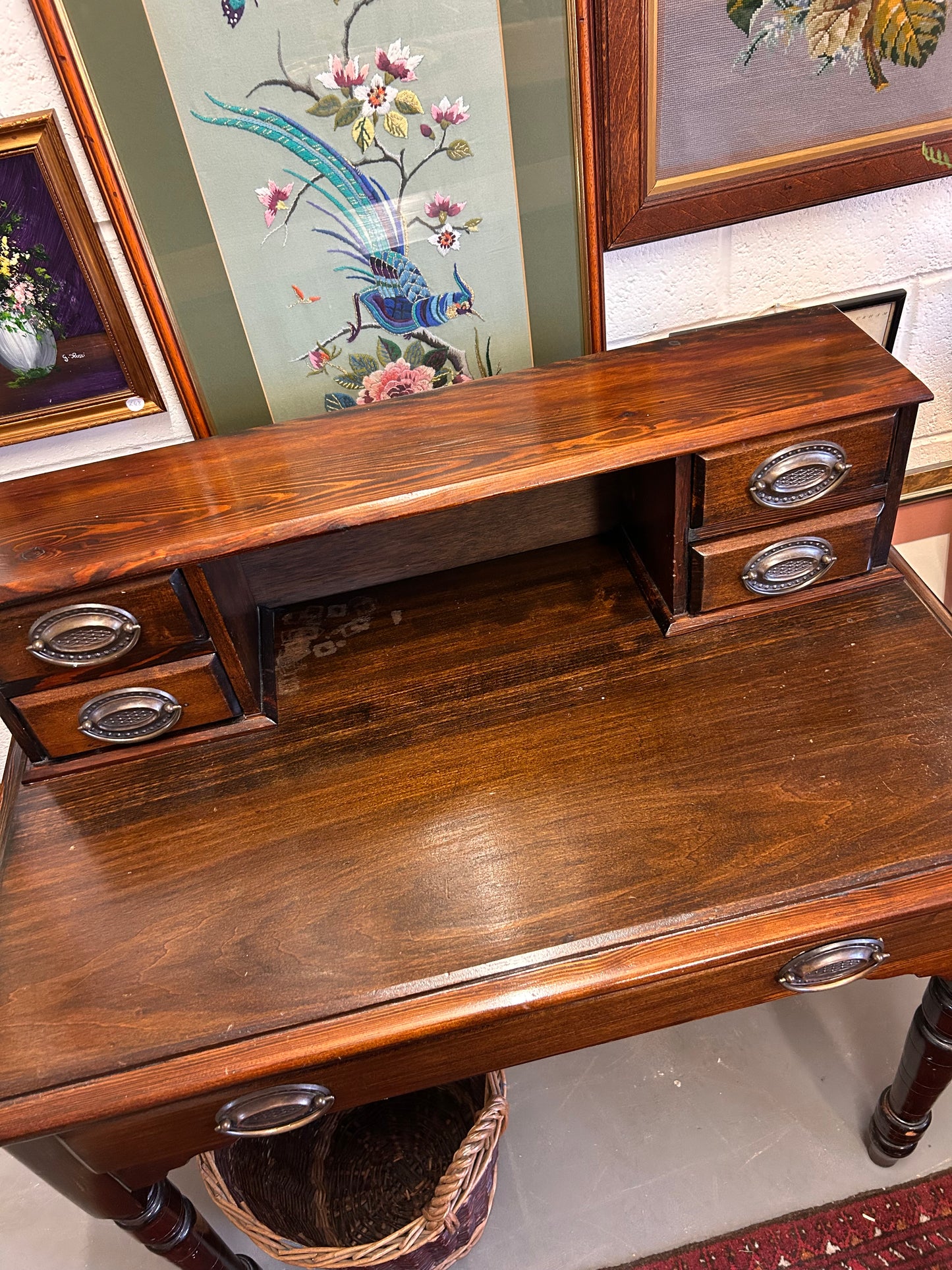 Vintage Good Quality desk with drawers Neat size with storage