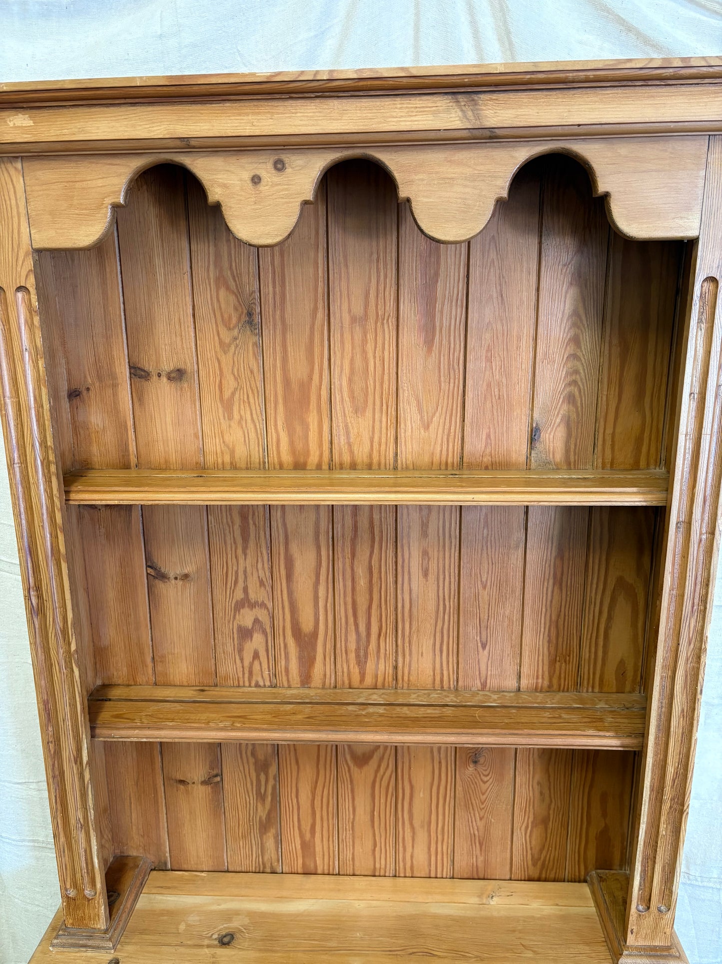 Tall Solid Wooden Rustic Pine Country Farmhouse Style Open Dresser