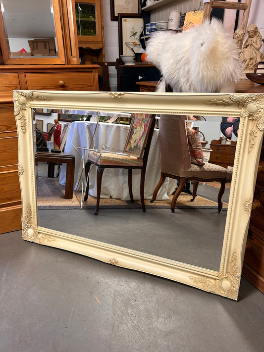 Large Preloved  Decorative cream framed wall mirror Lovely frame