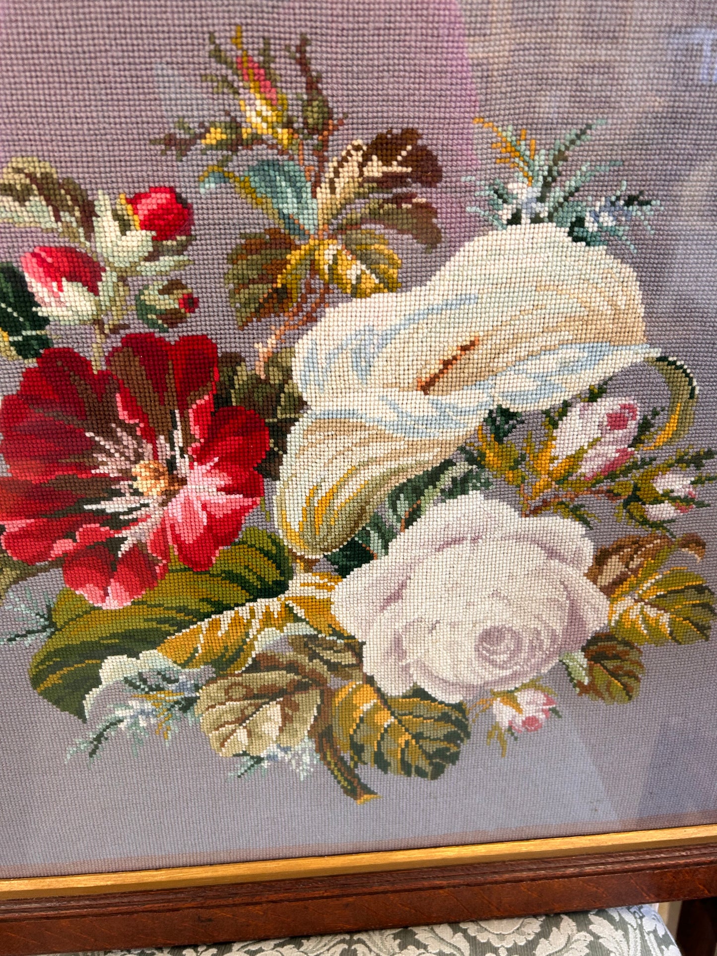 A beautiful Vintage floral tapestry glazed and framed