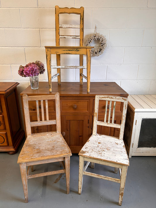 Hungarian painted vintage chairs with authentic paint sold individually. Listing for 1 chair.