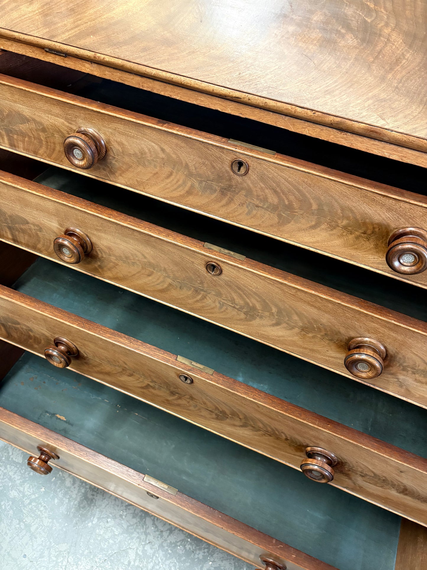 Large 19th Century Fold down Mahogany bureau writing desk drawers UK Delivery