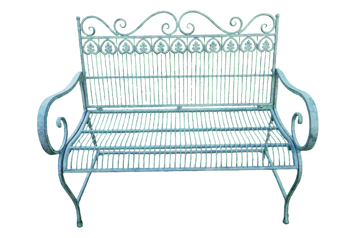 Garden Green Scroll Metal Patio Terrace Outdoor 2 seater Bench