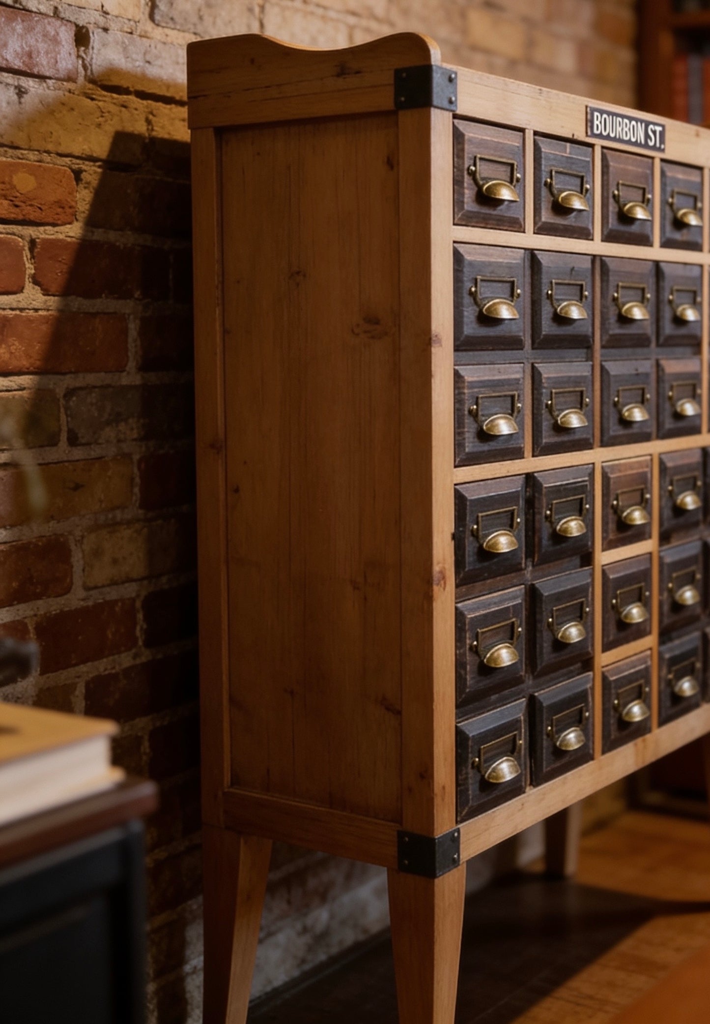 Black Wood Multi Drawer Apothecary Style Cabinet - office crafts storage collector