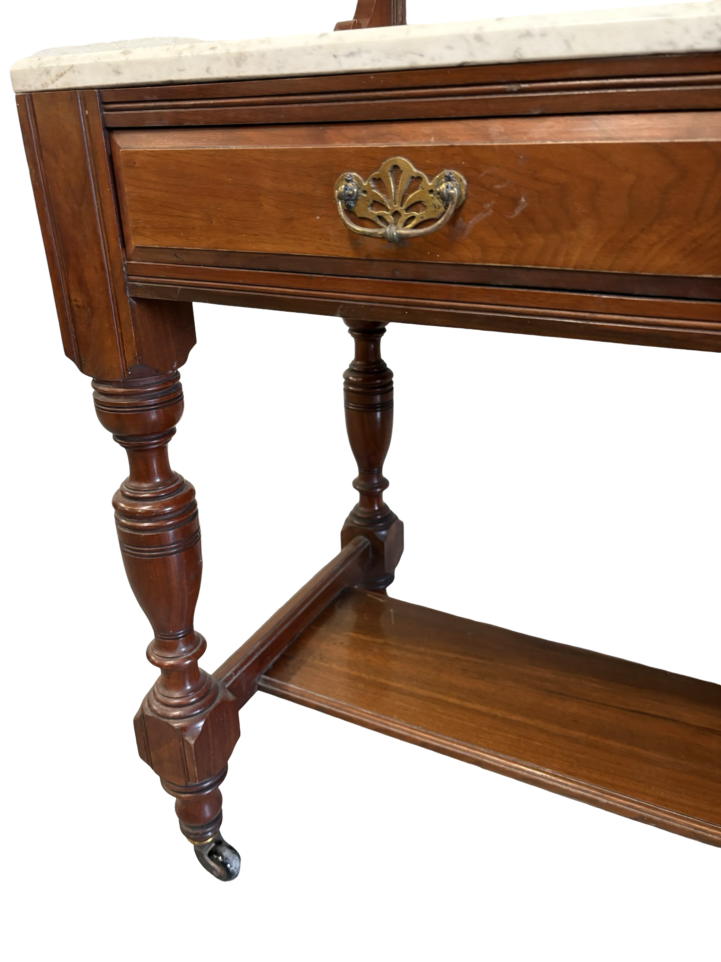 Edwardian Antique Marble top & Tiled back Washstand Side Console Table