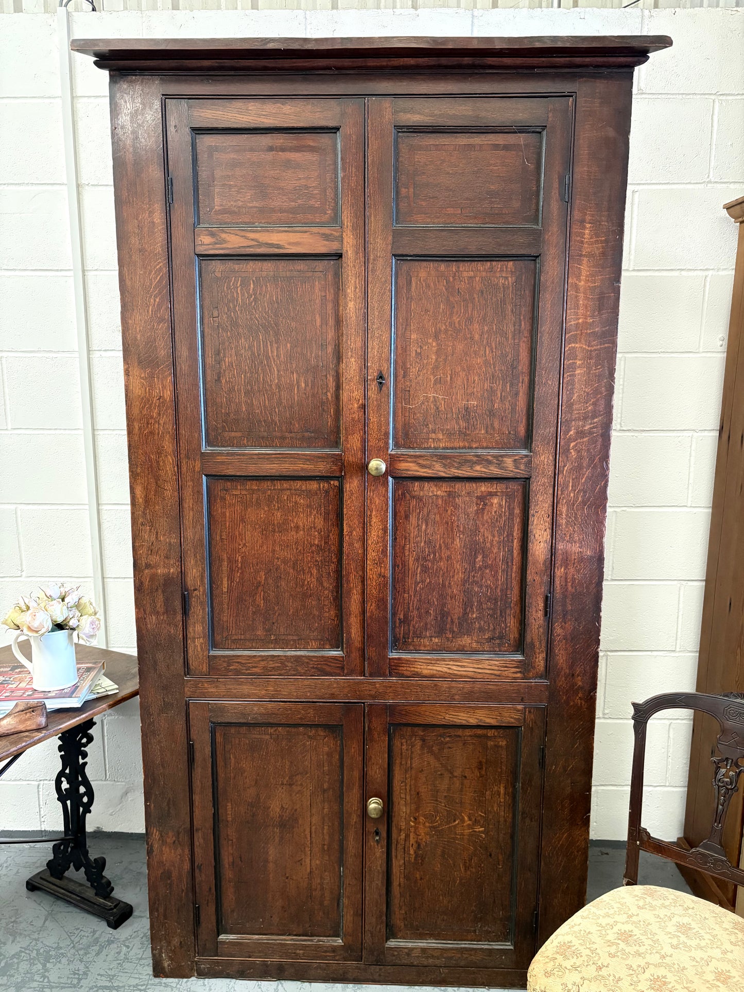 Large Antique Georgian Double Oak Corner unit with key 2.15M