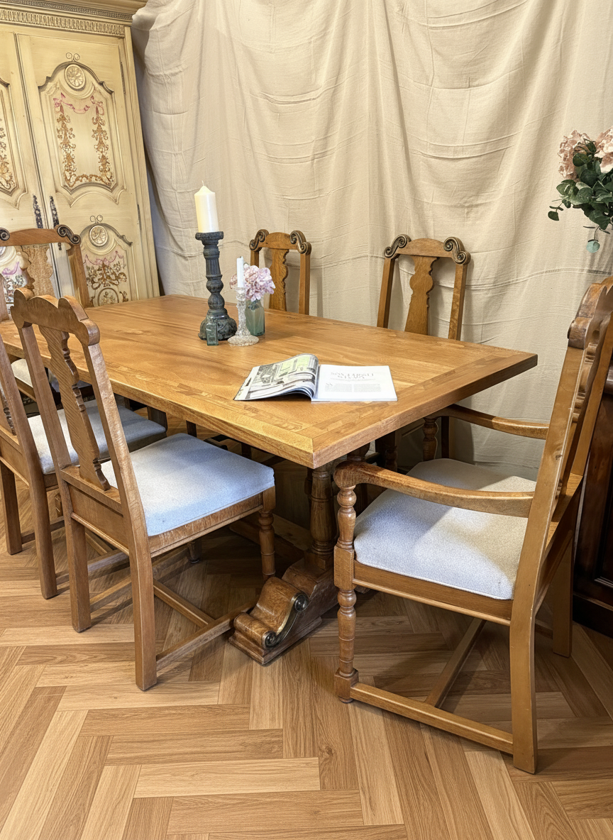 WAS £895 - Luxury Quality dining suite, comprising of a large dining table and 6 Chairs.