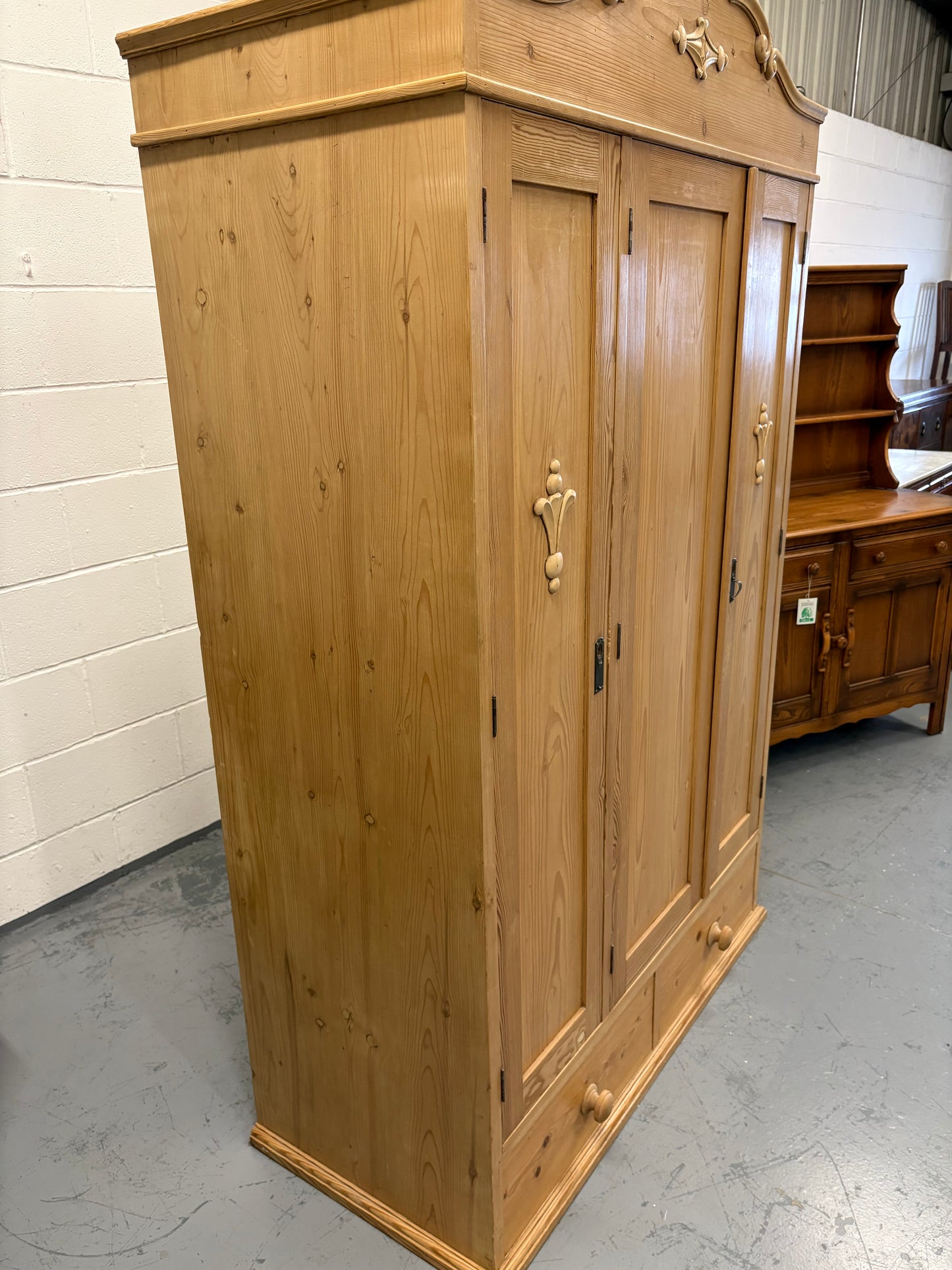Dutch antique pine triple wardrobe beautiful clean tidy condition