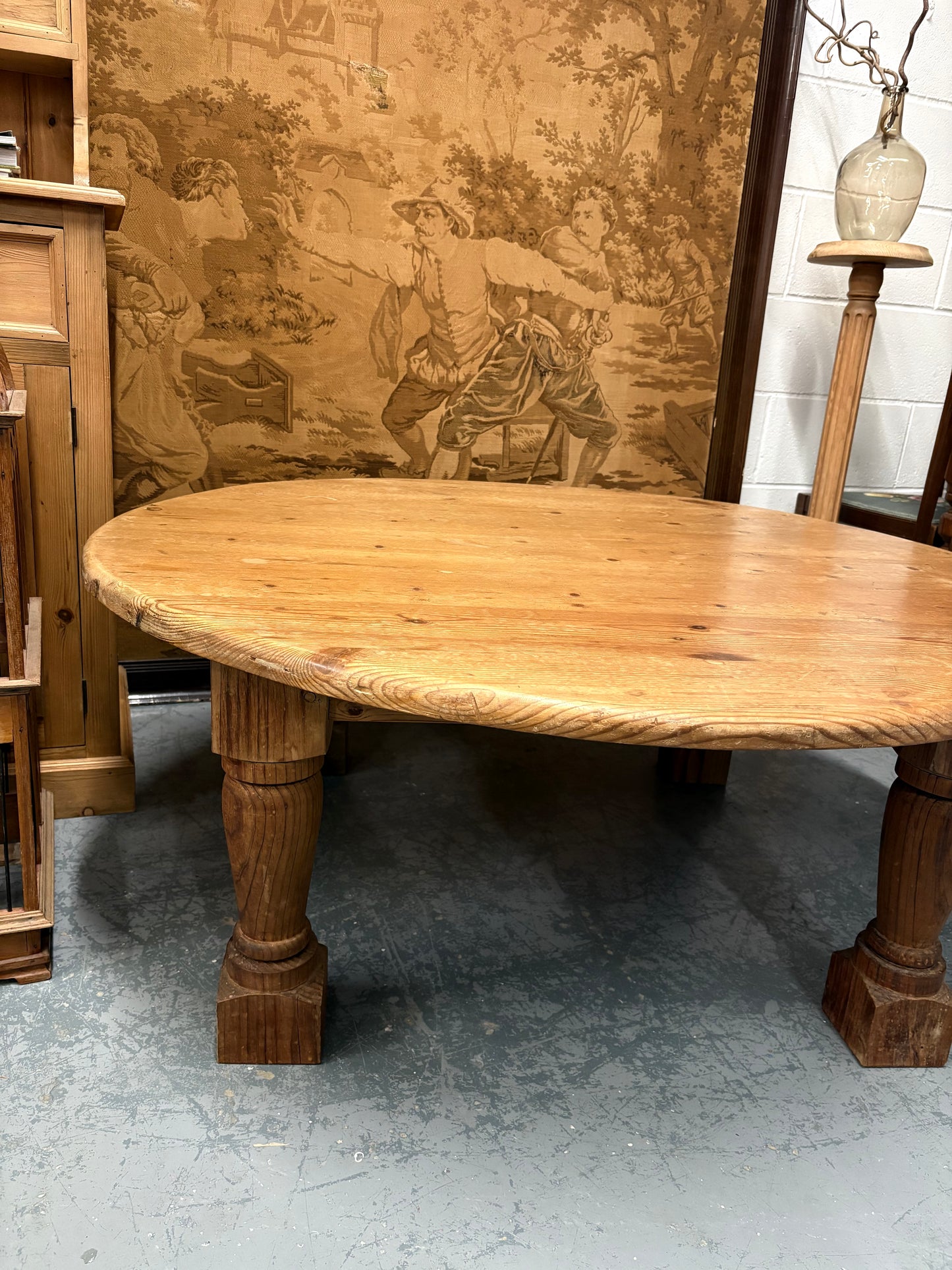 Round Solid Pine coffee table - rustic farmhouse cottage style