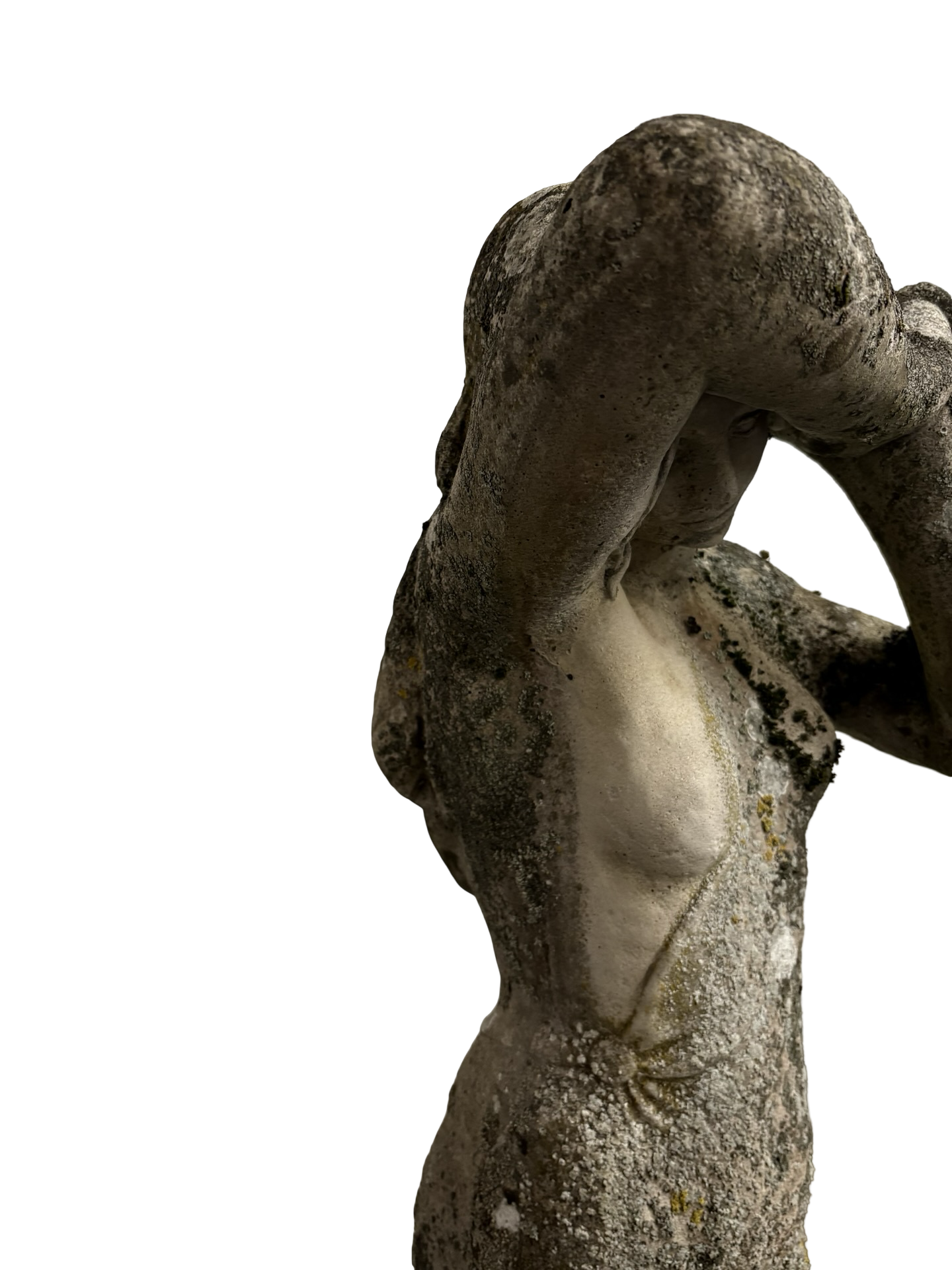 Large Weathered Antique Stone Shy Maiden Garden Statue