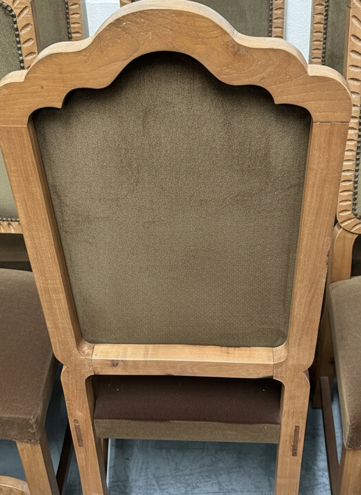 Set of Eight Light brown 20th century upholstered dining chairs