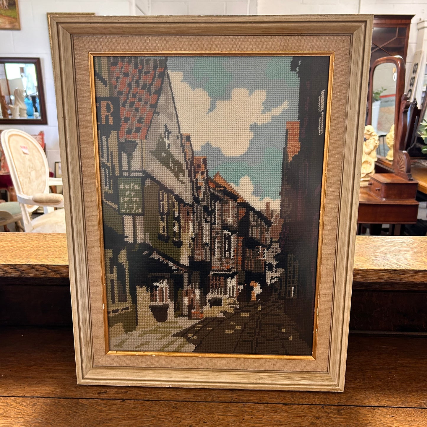 Large framed and Glazed tapestry of The Shambles, York