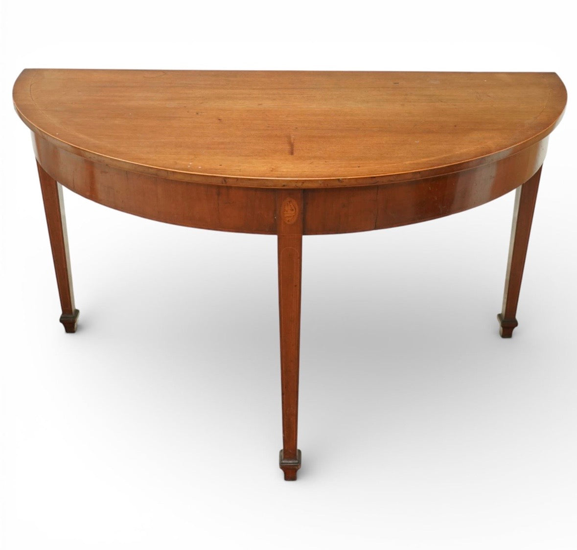 A 19th century mahogany demi-lune console table with rounded top