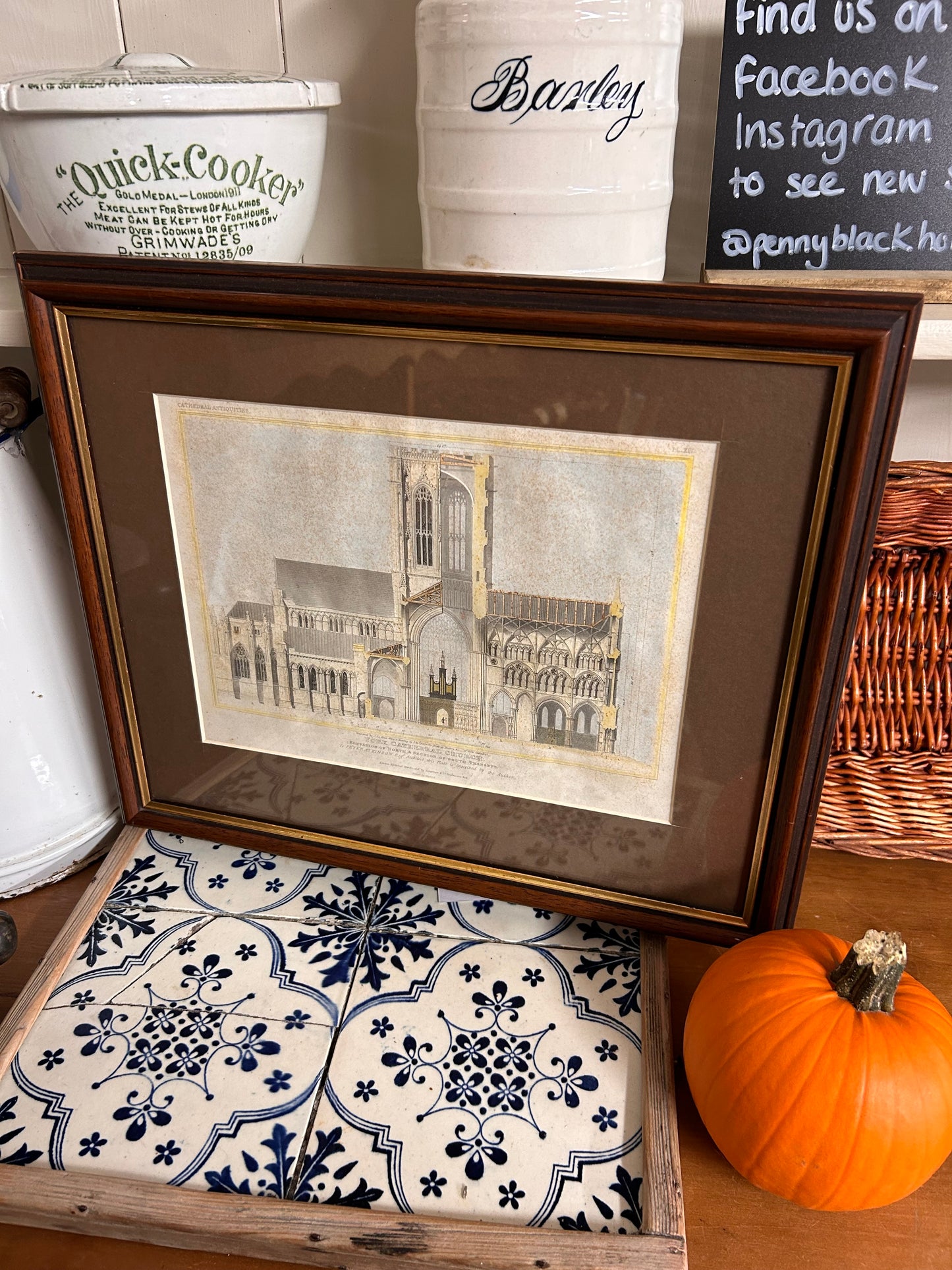 Vintage print of York Cathedral church framed glazed