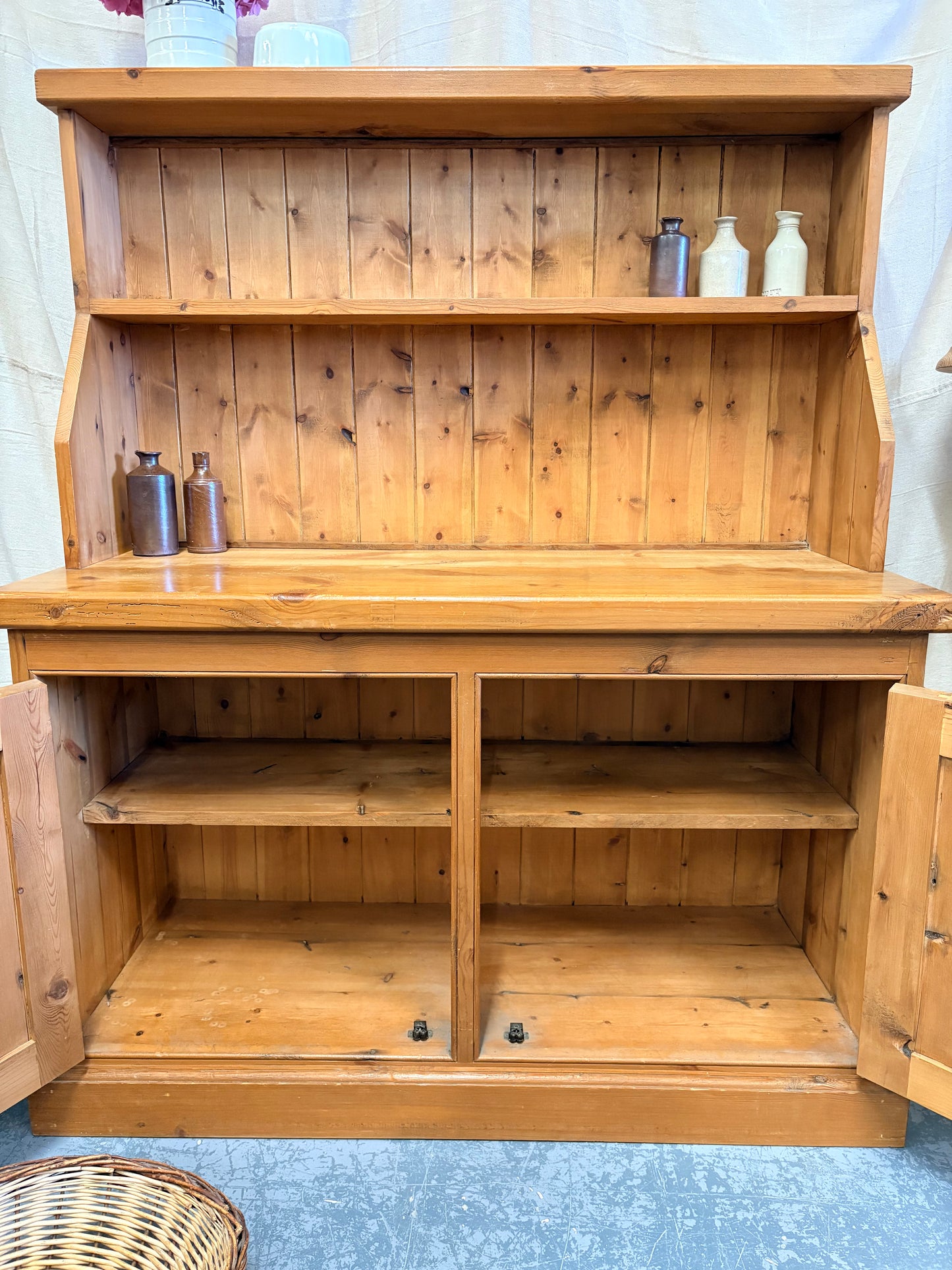 Petite Vintage Pine Country Kitchen Dresser - Display Storage UK Delivery