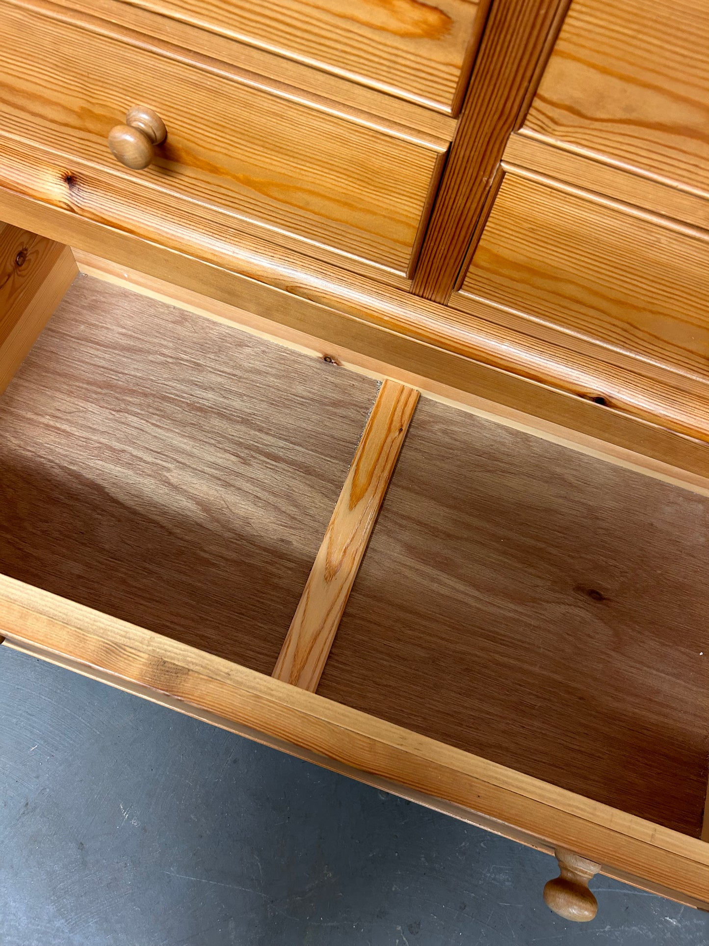 A preloved vintage good quality pine chest of drawers.