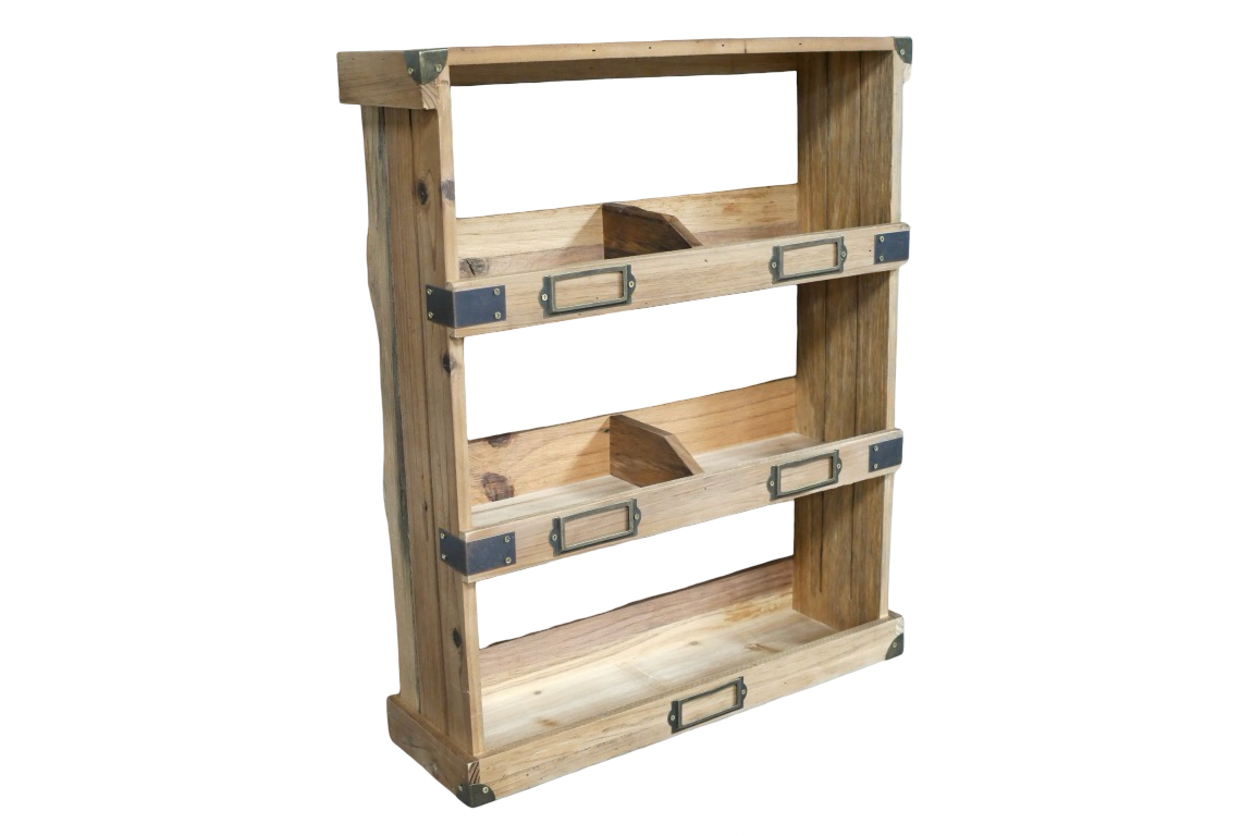 Country Farmhouse Wooden Wall Shelf Storage Display Unit
