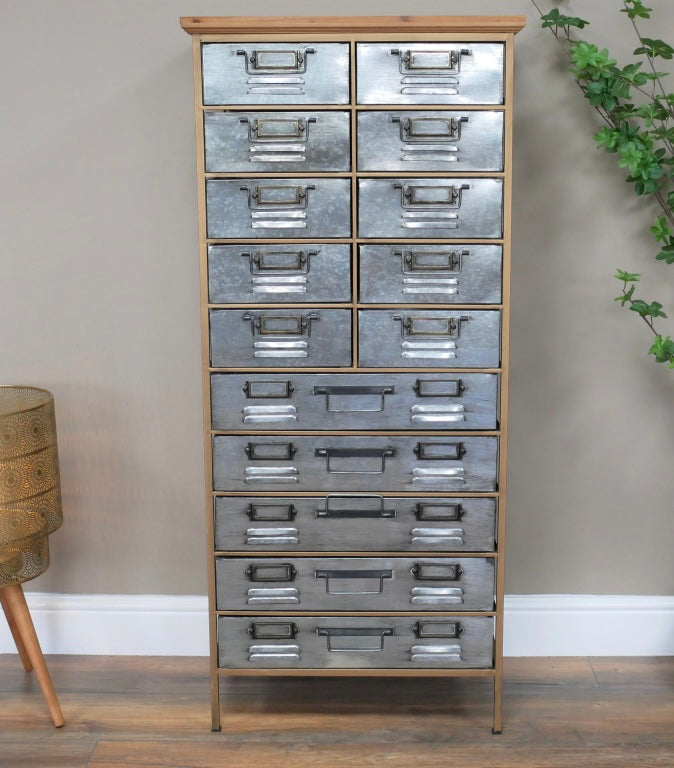 Mixed drawer wood and metal Storage Cabinet - office crafts collectors UK delivery m