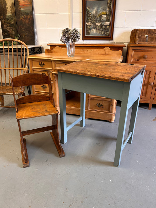 A Child’s painted blue traditional vintage school desk from 1950’s lift off lid