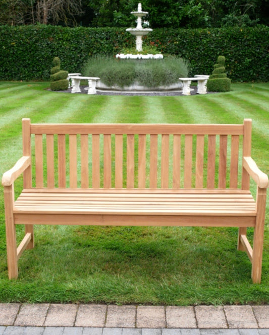 Traditional English Garden Patio Terrace Outdoor 2 seater Teak Wood Bench