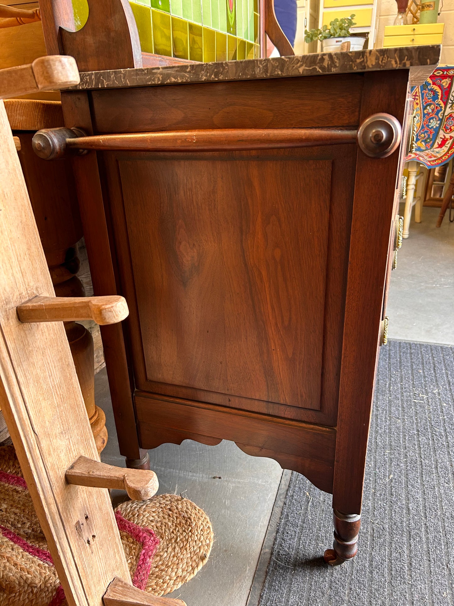 Magnificent late 19th century tiled mirrored and marble topped washstand