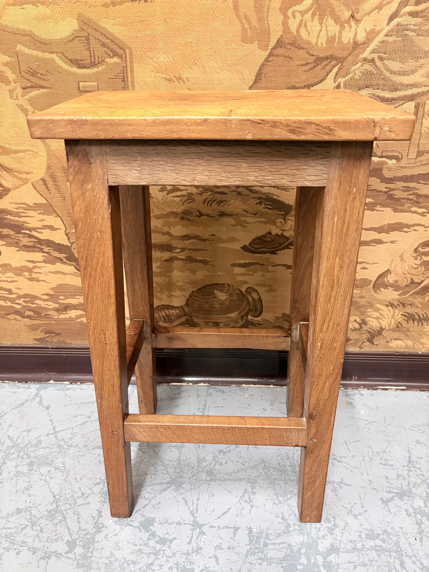 1960’s Wilf “Squirrelman” Hutchinson Solid oak stool with Provenance English Craftsman piece