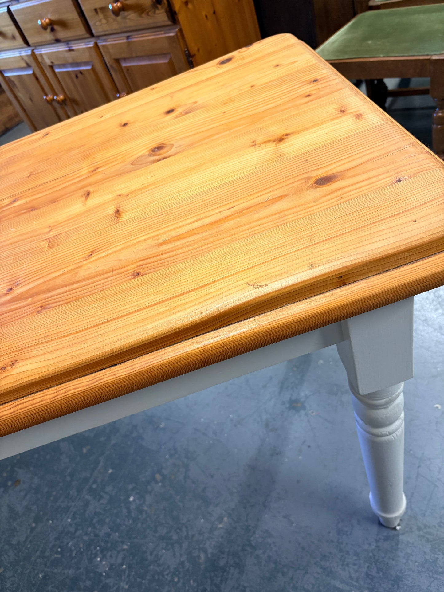 Vintage Victorian style part painted pine farmhouse kitchen dining table