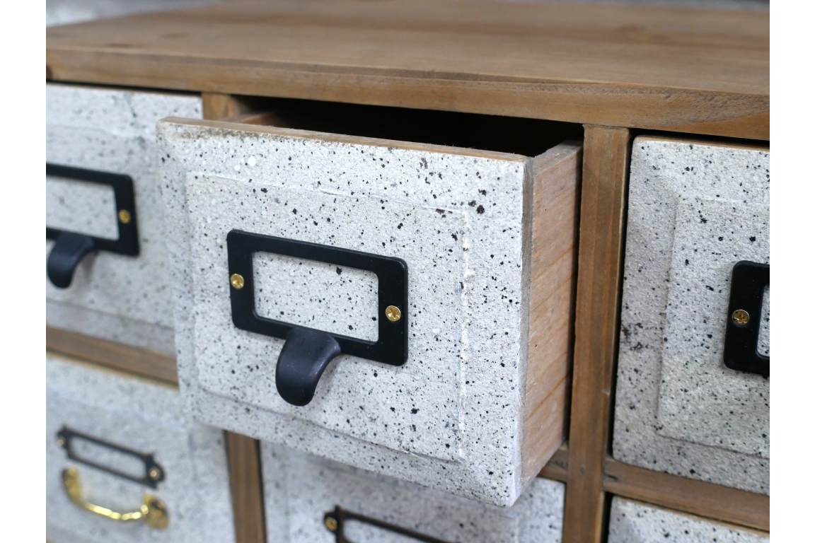 Rustic wooden 12 drawer storage unit - crafts utility office collector