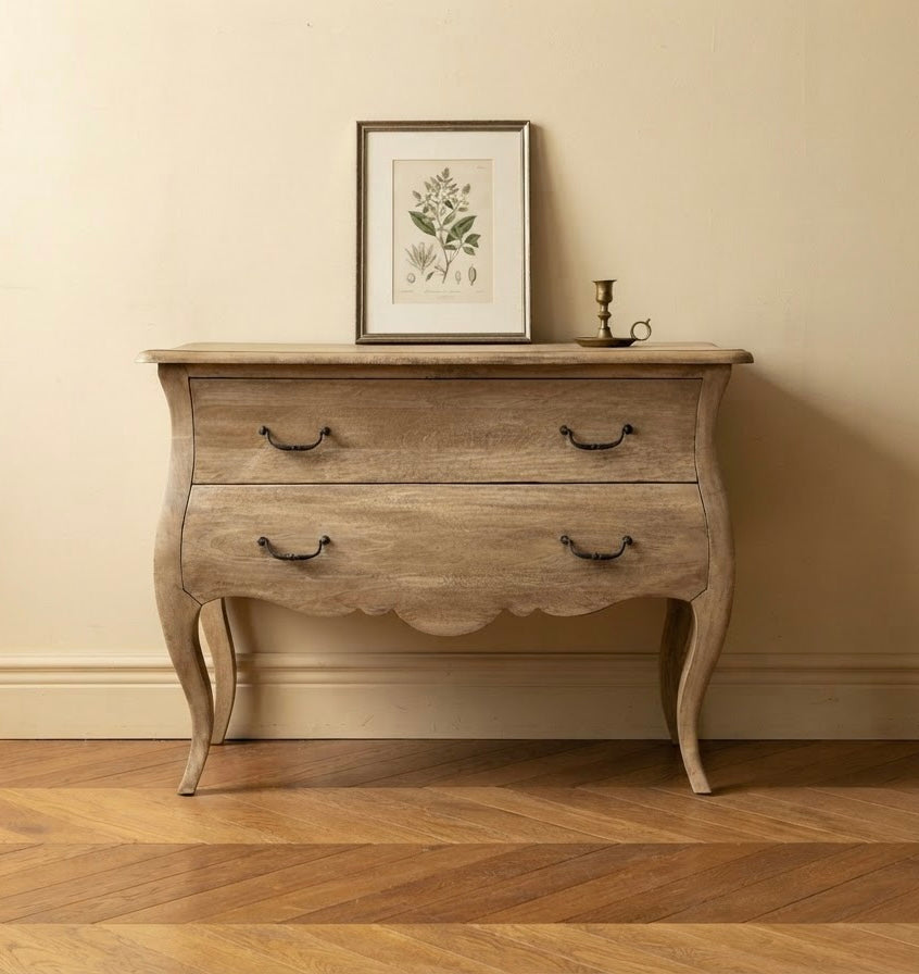 Two Drawer French Style Bomb Chest of Drawers Light Mahogany