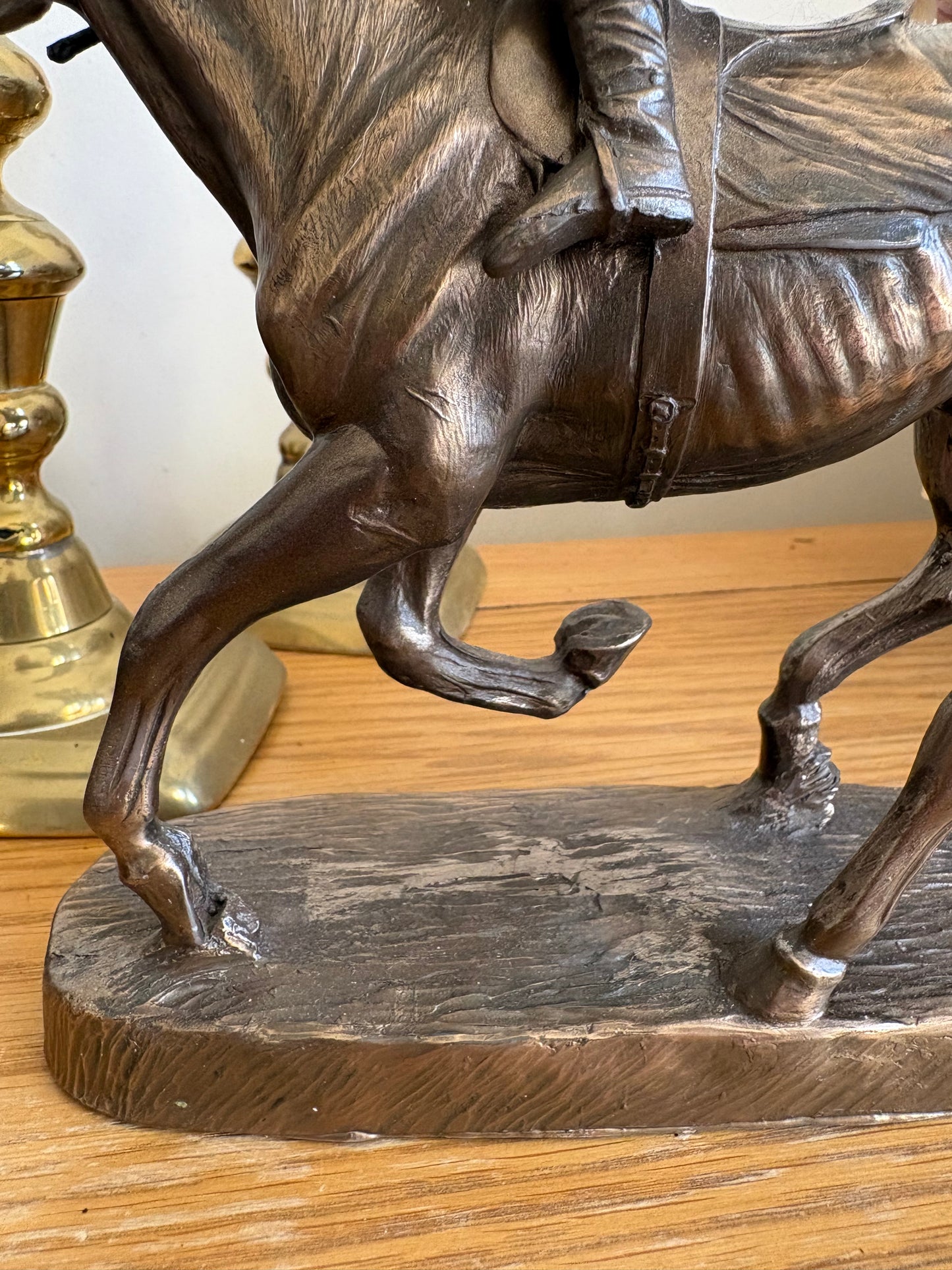 Horse and Jockey Resin Bronzed Figure by J Skeating Equine Racing