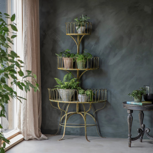 Iron Antique Style Tiered Plant Stand Indoor Outdoor Garden Room