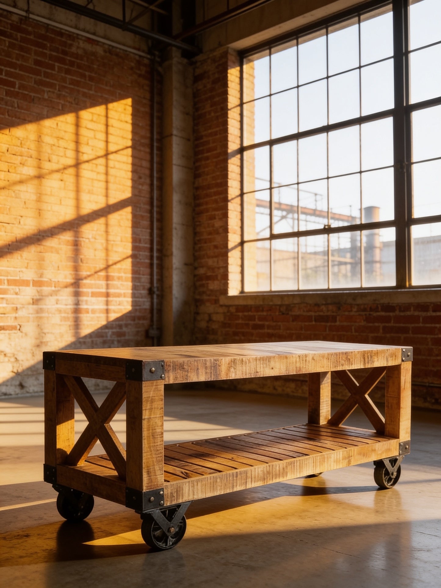 Industrial Trolley Style TV Stand shelving / coffee table unit UK Delivery
