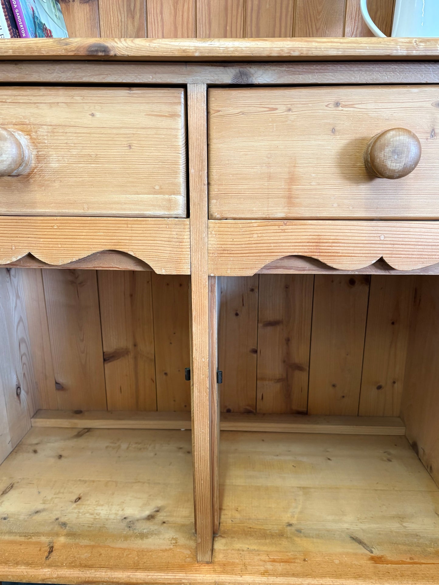 Tall Solid Wooden Rustic Pine Country Farmhouse Style Open Dresser