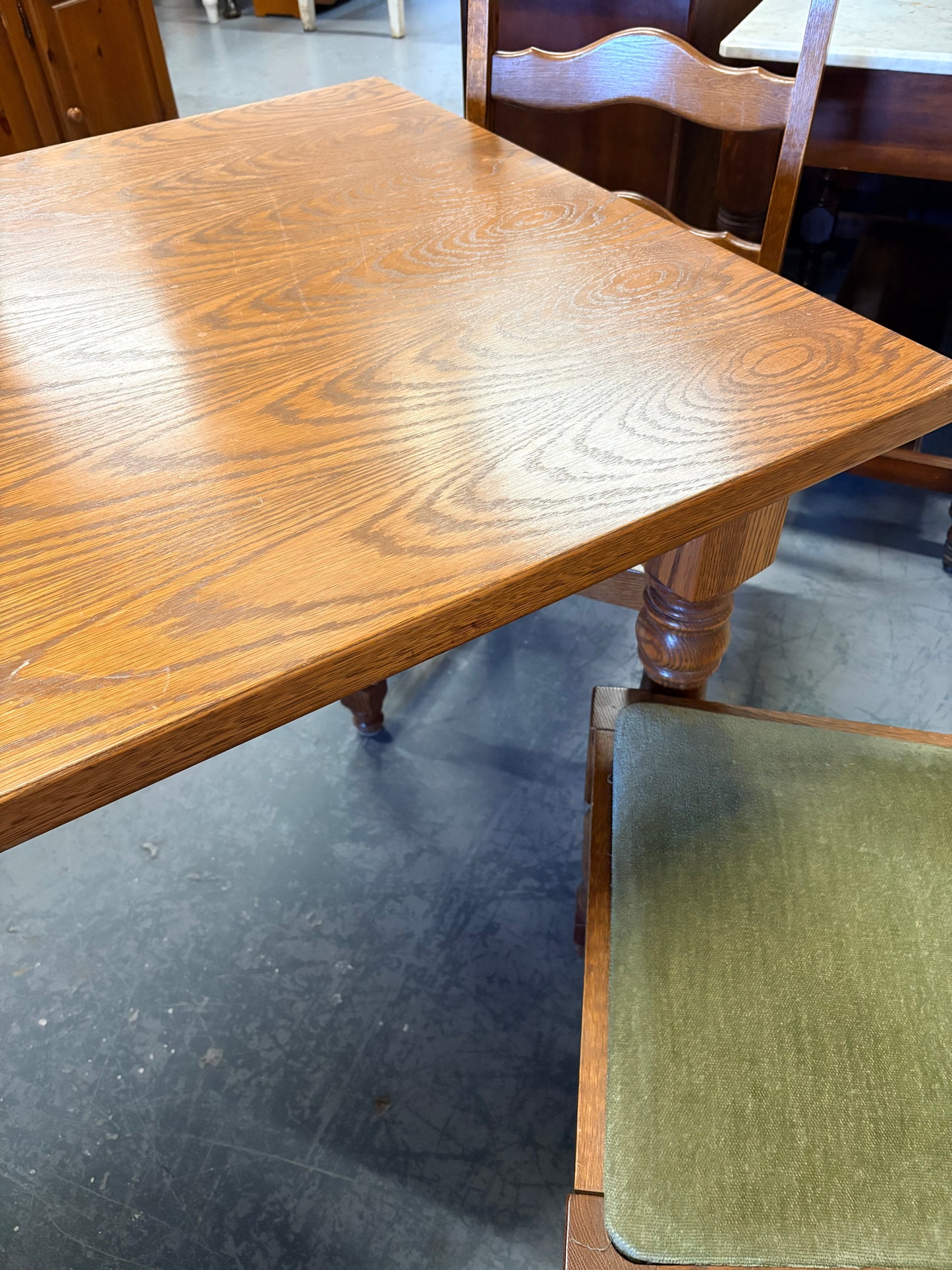Belgium Oak Refectory Dining table with 6 Wavy Back Chairs