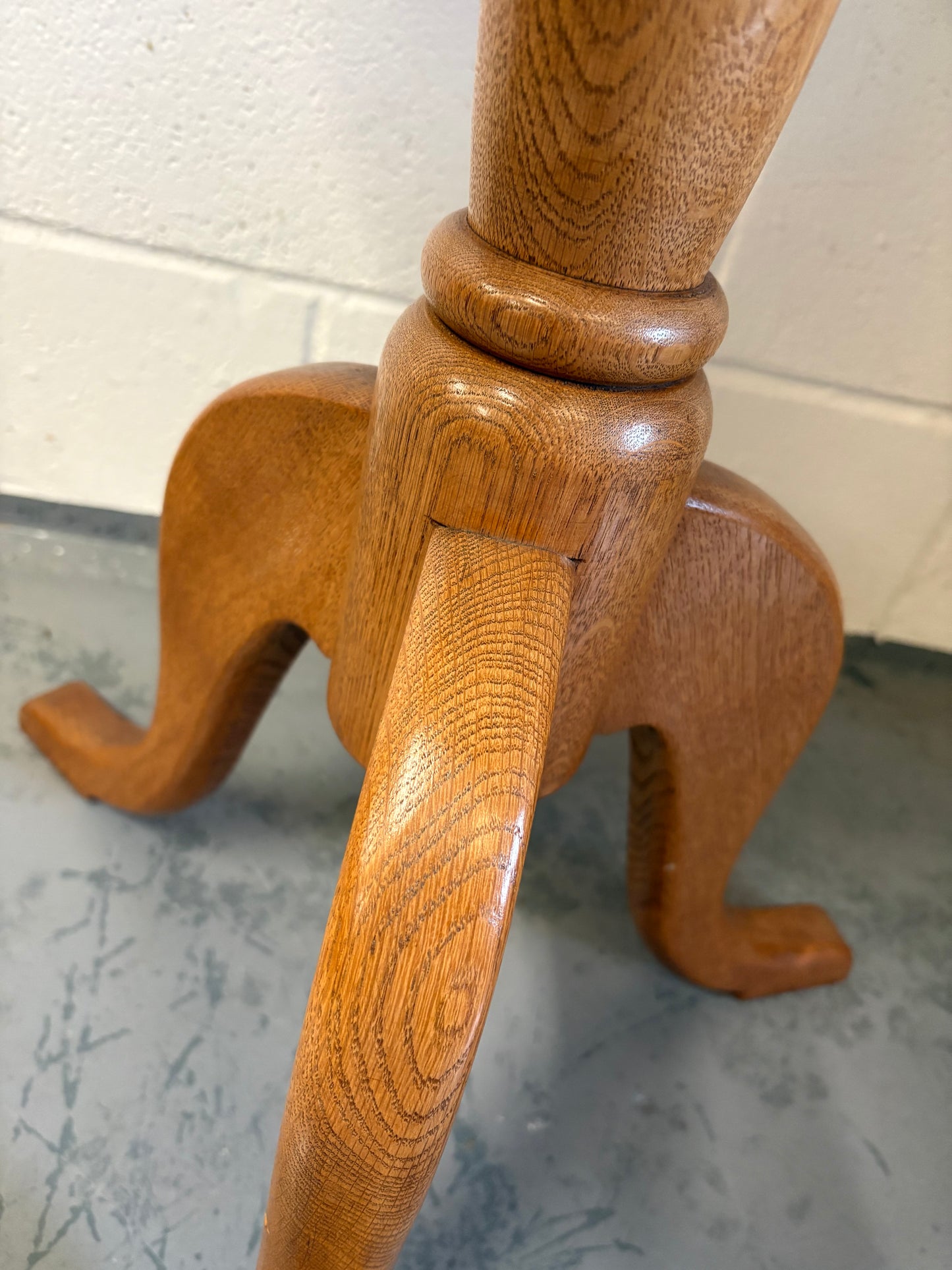 A Handmade Solid Oak Wine Side Table on a turned pillar and Tripod Base Craftsman made