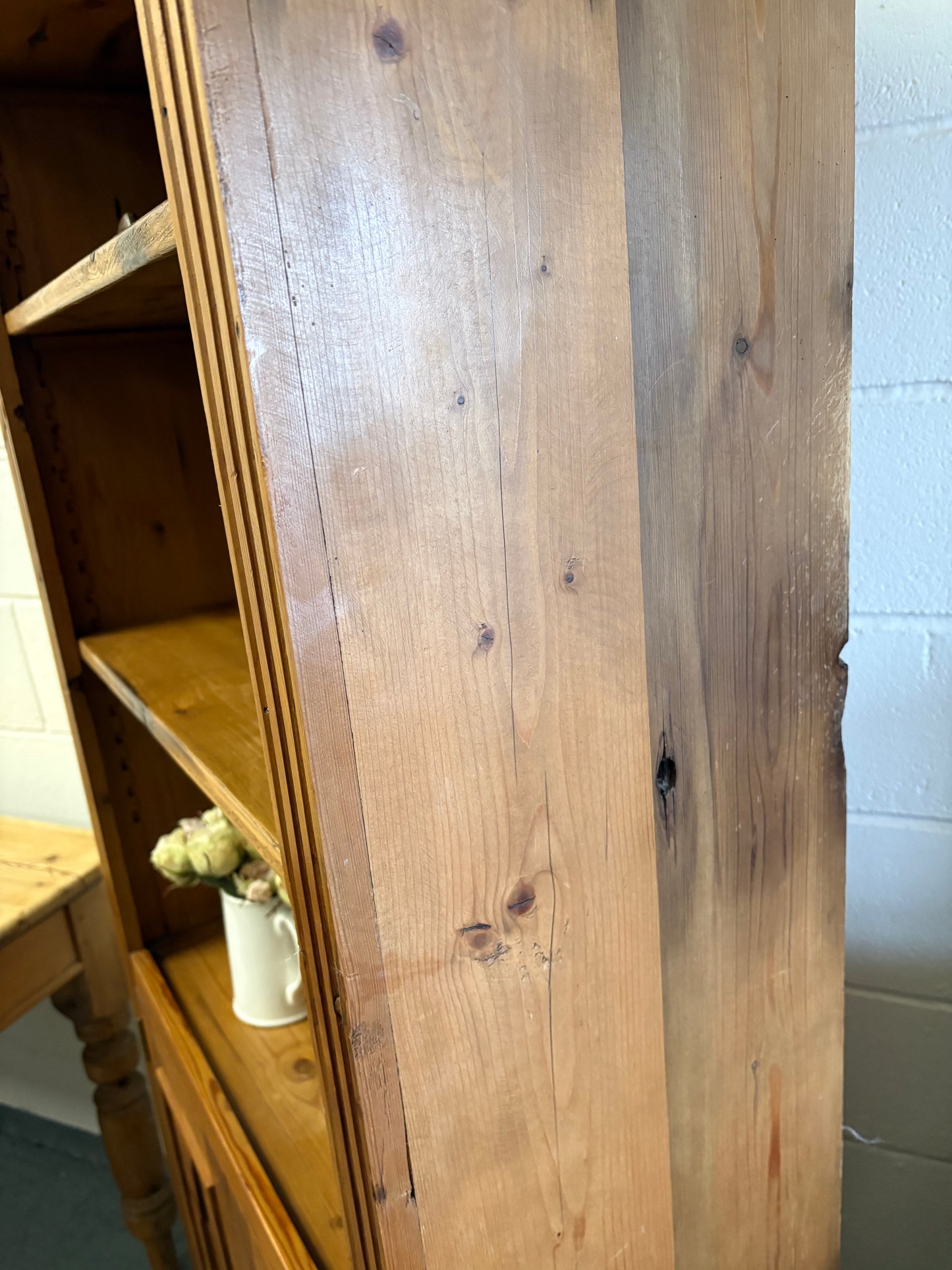Tall Solid Wooden Rustic Pine Country Farmhouse Style Open Bookcase