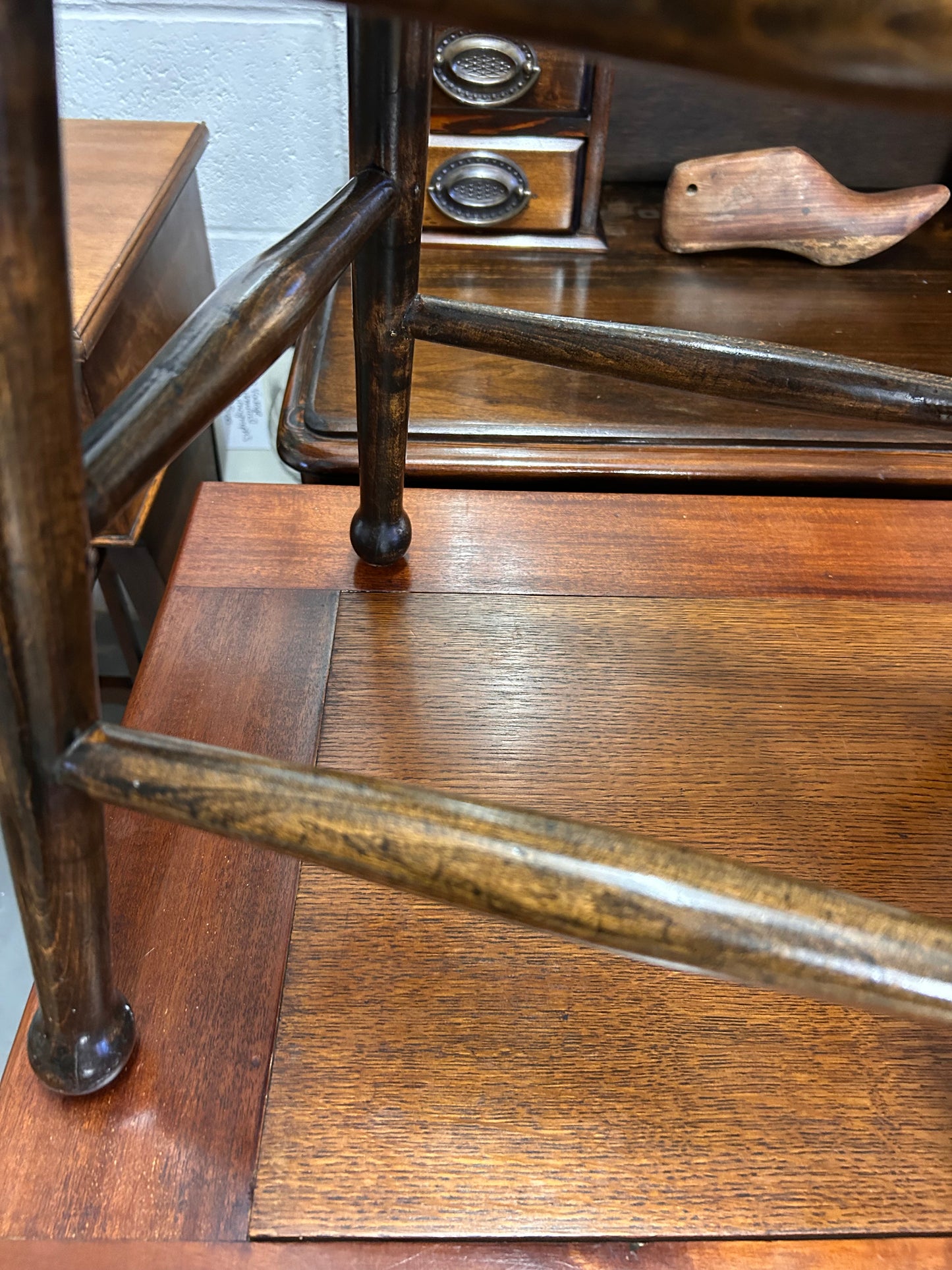 Antique Oval Dark Oak wood stool solid great condition two available