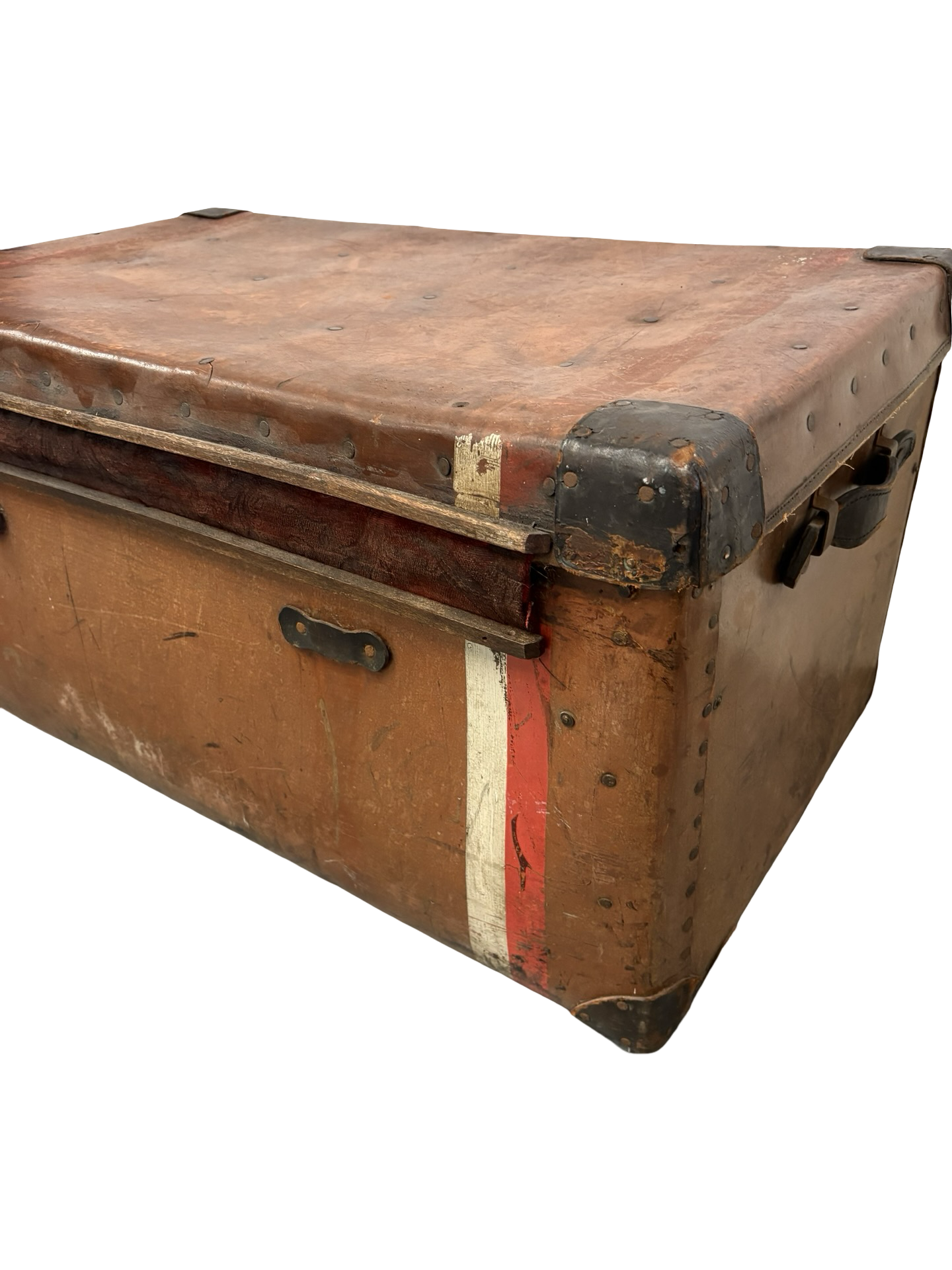 Antique HJ Cave & Sons Leather Storage Travelling Trunk