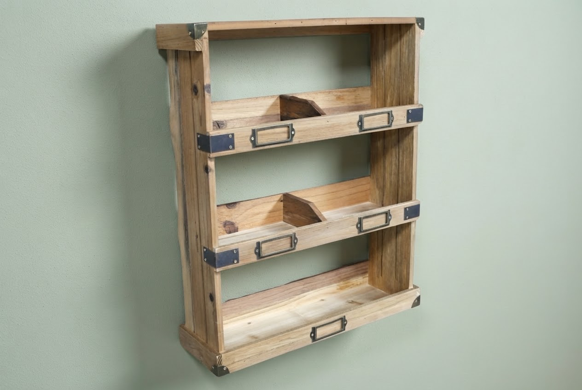 Country Farmhouse Wooden Wall Shelf Storage Display Unit