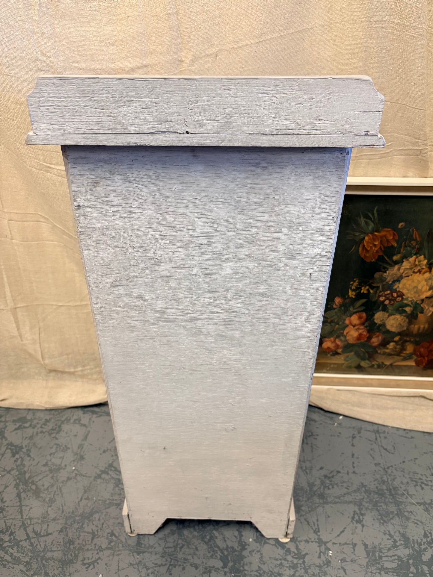 Antique Victorian Pine bedside pot cupboard Country Farmhouse style - Shabby grey paint