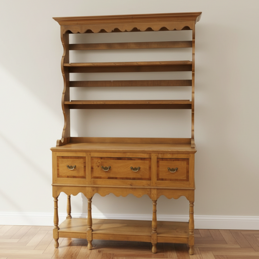 Country House Georgian design elm dresser with plate rack.