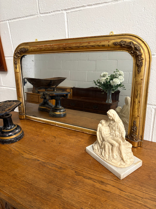 Stunning 19th Century Antique Gilt framed Foxed Glass overmantle mirror