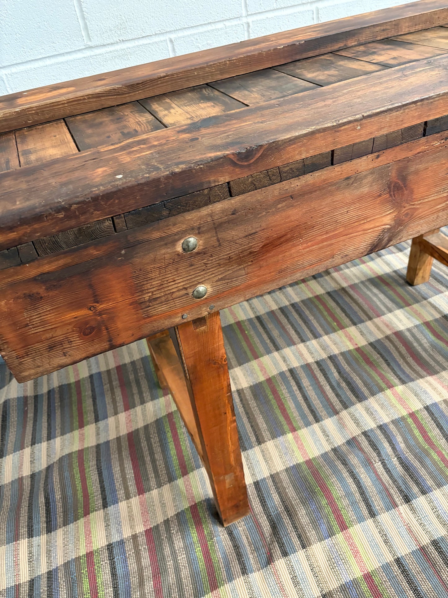 Large Reclaimed Vintage Workbench Chunky Kitchen Island Prep unit Freestanding