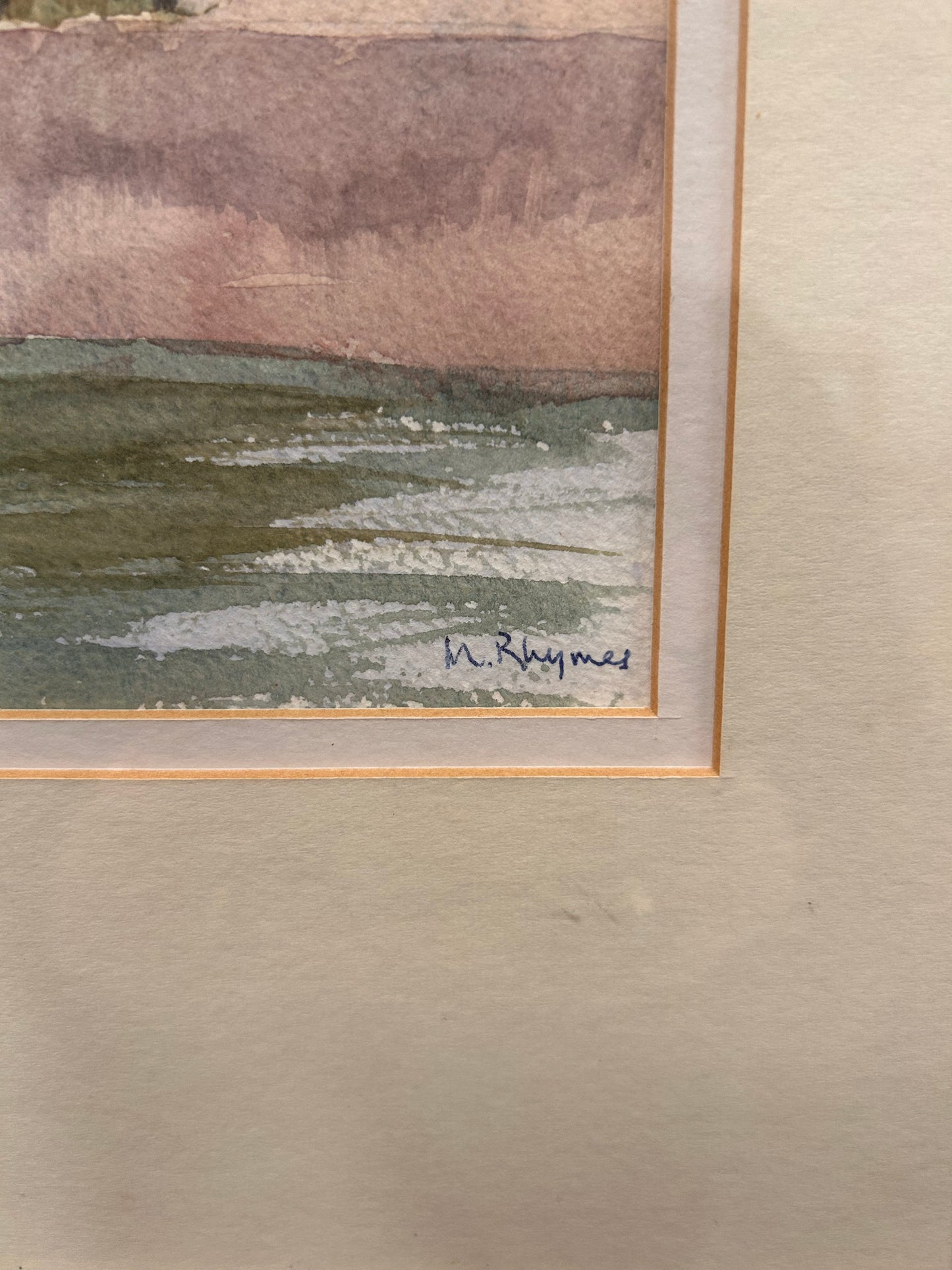 Lake Como Vintage framed and signed painting by Margaret Rhymes